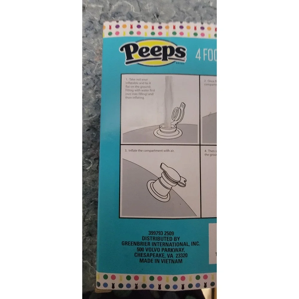 PEEPS 4' Foot Inflatable Rainbow Yard Easter Bunny Blow-Up NWT and‎ Sealed